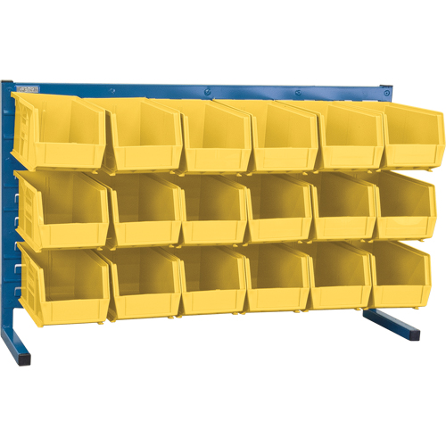 Louvered Rack with Bins, 18 Bins, 36" W x 8-1/4" D x 22" H Duraquip Inc