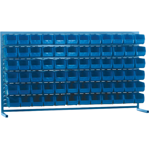 Louvered Rack with Bins, 72 Bins, 72" W x 15" D x 40" H Duraquip Inc