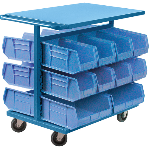 Bin Cart with Bins, Double-sided, 20 bins, 24" W x 38-1/2" D x 36-1/2" H Duraquip Inc