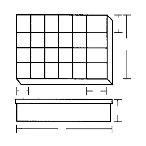 Compartment Case, Plastic, 24 Slots, 18-1/2" W x 13" D x 3" H, Grey Duraquip Inc
