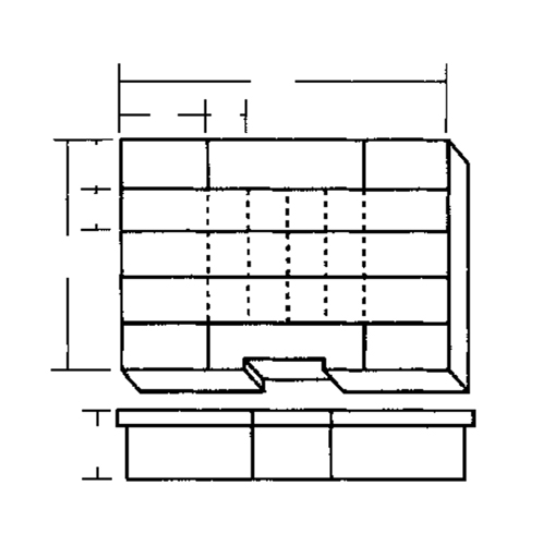 Compartment Case, Plastic, 24 Slots, 15-1/2" W x 11-3/4" D x 2-1/2" H, Grey Duraquip Inc