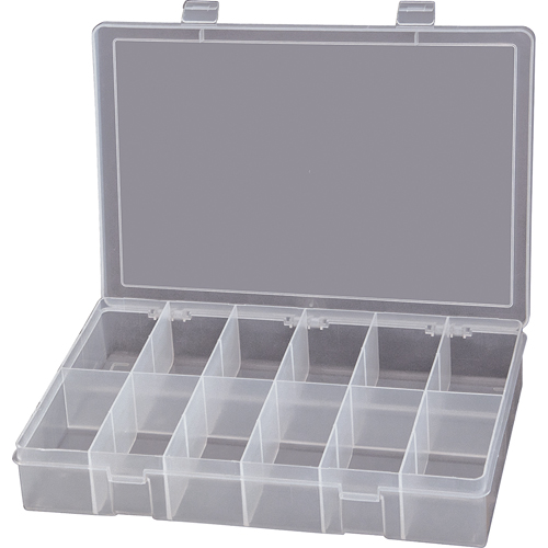 Compact Polypropylene Compartment Cases, 13-1/8" W x 9" D x 2-5/16" H, 12 Compartments Duraquip Inc