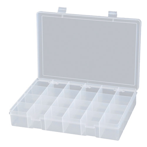 Compact Polypropylene Compartment Cases, 13-1/8" W x 9" D x 2-5/16" H, 24 Compartments Duraquip Inc