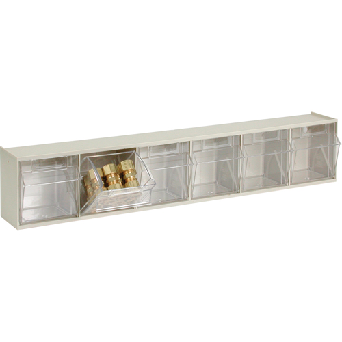 Tip-Out Bins Modular Storage System, 23-5/8" W x 3-5/8" D x 4-1/2" H, 6 Drawers Duraquip Inc