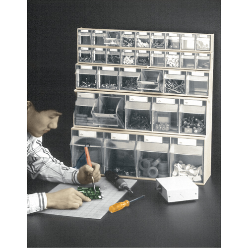 Tip-Out Bins Modular Storage System, 23-5/8" W x 2-1/2" D x 3-1/8" H, 9 Drawers Duraquip Inc