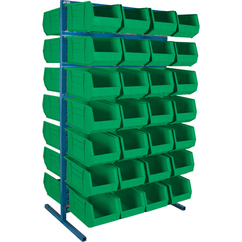 Double-Sided Stationary Bin Rack, 61" W x 56" D x 24" H, 56 Bins Duraquip Inc