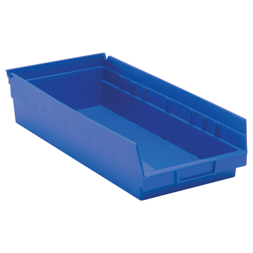 Bacs de rangement pour tablettes, 8-3/8" la x 4" H x 17-7/8" p, Bleu, Capacit&eacute; 40 lb Duraquip Inc