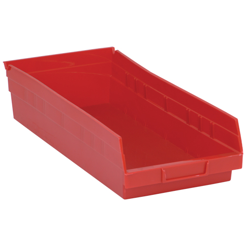 Shelf Bins, 8-3/8" W x 4" H x 17-7/8" D, Red, 40 lbs. Capacity Duraquip Inc