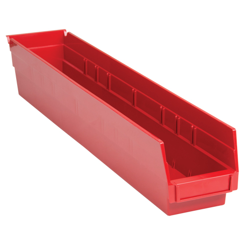 Bacs de rangement pour tablettes, 4-1/8" la x 4" H x 23-5/8" p, Rouge, Capacit&eacute; 50 lb Duraquip Inc
