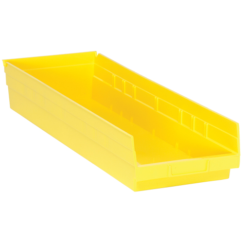 Bacs de rangement pour tablettes, 8-3/8" la x 4" H x 23-5/8" p, Jaune, Capacit&eacute; 50 lb Duraquip Inc