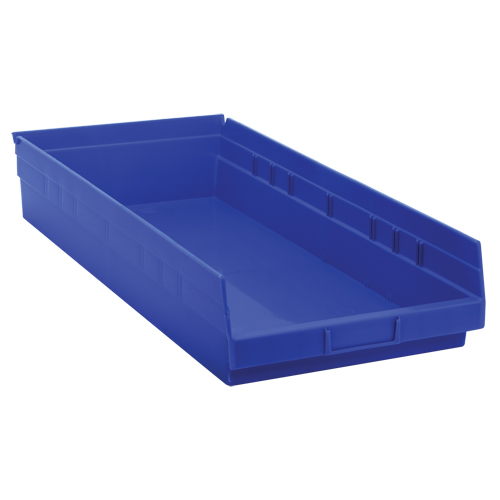 Bacs de rangement pour tablettes, 11-1/8" la x 4" H x 23-5/8" p, Bleu, Capacit&eacute; 50 lb Duraquip Inc