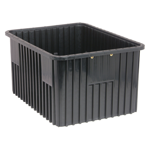 Conductive Dividable Grid Containers, Polypropylene, 17-1/2" W x 22-1/2" D x 12" H, Black Duraquip Inc