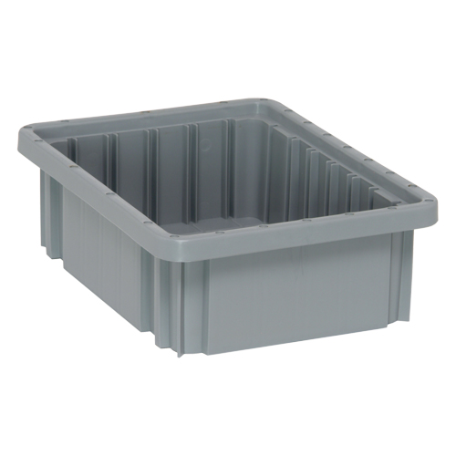 Divider Box&reg; Containers, Plastic, 10.9" W x 8.3" D x 3.5" H, Grey Duraquip Inc