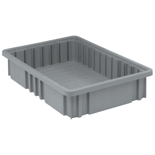 Divider Box&reg; Containers, Plastic, 16.5" W x 10.9" D x 3.5" H, Grey Duraquip Inc