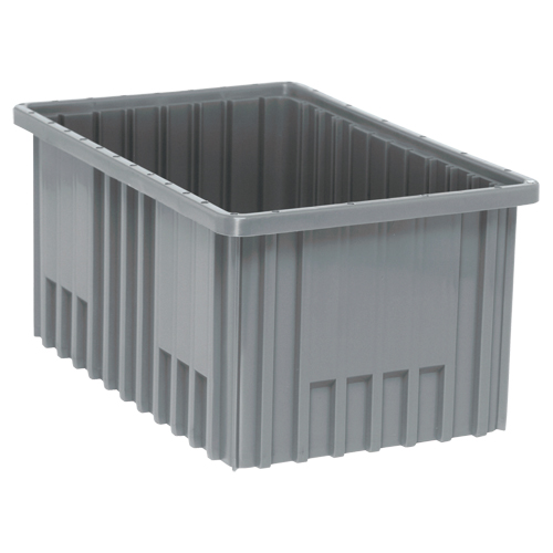 Divider Box&reg; Containers, Plastic, 16.5" W x 10.9" D x 8" H, Grey Duraquip Inc