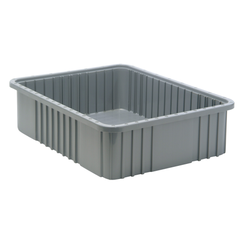 Divider Box&reg; Containers, Plastic, 22.5" W x 17.5" D x 6" H, Grey Duraquip Inc