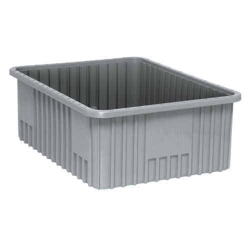 Contenants Divider Box, Plastique, 22,5" la x 17,5" p x 8" h, Gris Duraquip Inc
