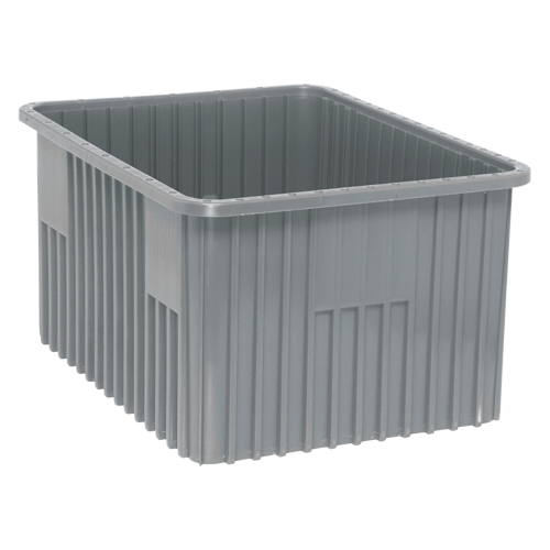 Contenants Divider Box, Plastique, 22,5" la x 17,5" p x 12" h, Gris Duraquip Inc