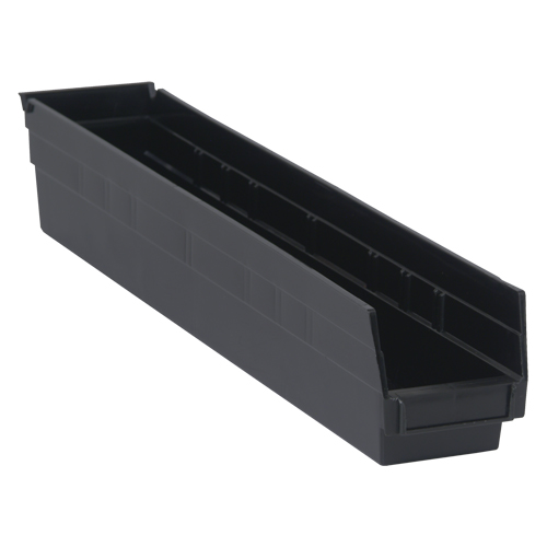 Economy Shelf Bin, 4-1/8" W x 4" H x 23-5/8" D, Black Duraquip Inc