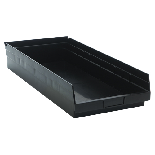 Bac pour &eacute;tag&egrave;re &eacute;conomique, 11-1/8" la x 4" H x 23-5/8" p, Noir, Capacit&eacute; 60 lb Duraquip Inc