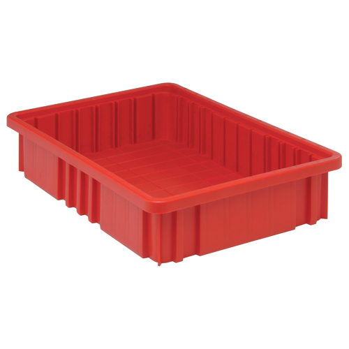 Divider Box&reg; Containers, Plastic, 16.5" W x 10.9" D x 3.5" H, Red Duraquip Inc