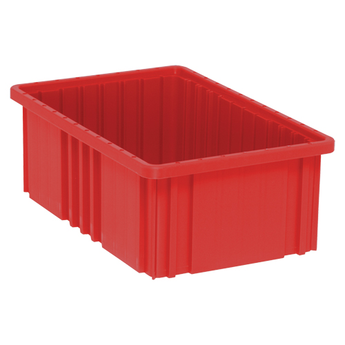 Divider Box&reg; Containers, Plastic, 16.5" W x 10.9" D x 6" H, Red Duraquip Inc