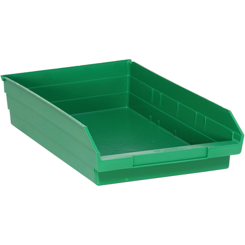 Shelf Bins, 11-1/8" W x 4" H x 17-7/8" D, Green, 40 lbs. Capacity Duraquip Inc