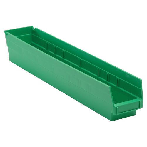 Bac pour &eacute;tag&egrave;re &eacute;conomique, 4-1/8" la, 4" h x 23-5/8" p, Vert Duraquip Inc