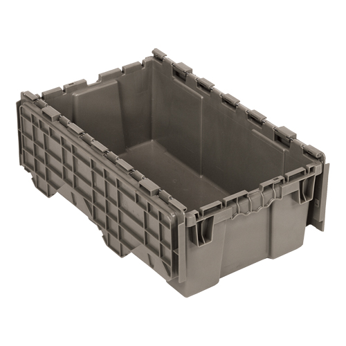 Attached-Top Distribution Container, 11-9/16" x 19-5/8' x 7-1/2", Grey Duraquip Inc