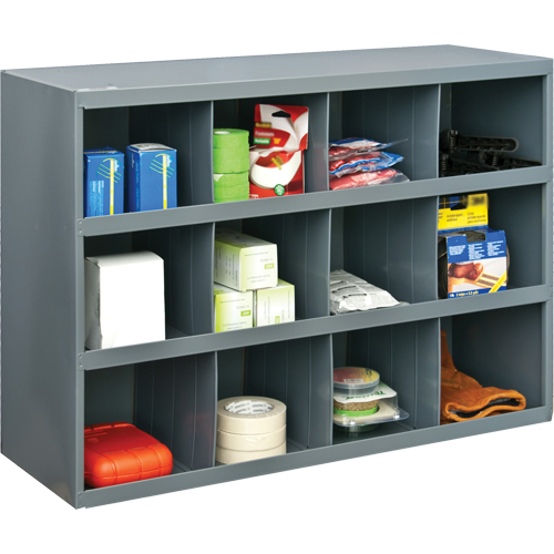 Armoires pour bacs de rangement, Acier, 12 tiroirs, 33-3/4" x 12" x 23-7/8", Gris Duraquip Inc
