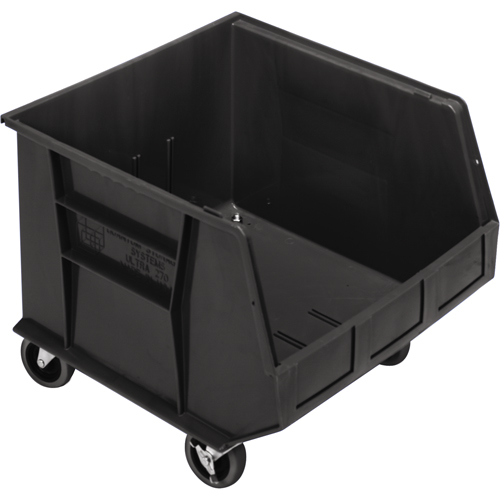 Mobile Bin, 14" H x 16-1/2" W x 18" D, 75 lbs. Capacity, Black Duraquip Inc