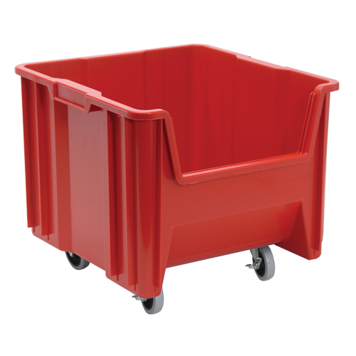 Mobile Giant Stack Container, 12-1/2" H x 16-1/2" W x 17-1/2" D, 250 lbs. Capacity, Red Duraquip Inc