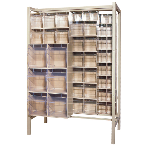 Free-Standing Tip-Out Bins Slider System, 51-1/4" W x 26" D x 77" H, 101 Drawers Duraquip Inc