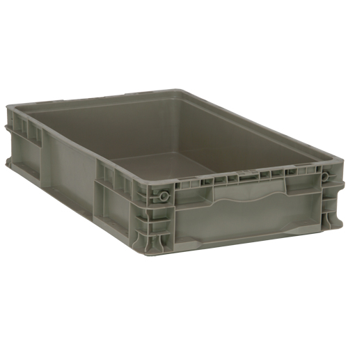 Collapsible Stacking Container, 15" W x 24" D x 5" H, Grey Duraquip Inc