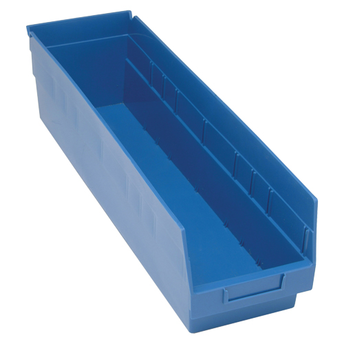 Bacs en plastique pour &eacute;tag&egrave;res Store More, 6-5/8" la x 6" H x 23-5/8" p, Bleu, Capacit&eacute; 90 lb Duraquip Inc