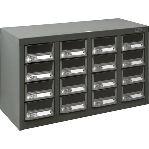 KPC-400 Parts Cabinet, Galvanized Steel, 16 Drawers, 23-1/10" x 8-7/10" x 13-4/5", Grey Duraquip Inc