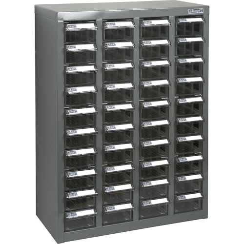 KPC-600 Parts Cabinet, Galvanized Steel, 40 Drawers, 18-3/10" x 8-7/10" x 25-3/10", Grey Duraquip Inc