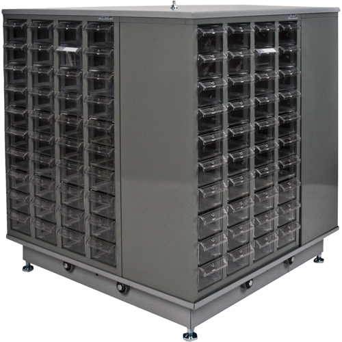KPC-600 Parts Cabinet, Galvanized Steel, 40 Drawers, 18-3/10" x 8-7/10" x 25-3/10", Grey Duraquip Inc