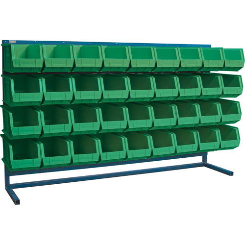 Louvered Rack with Bins, 36 Bins, 72" W x 15" D x 40" H Duraquip Inc