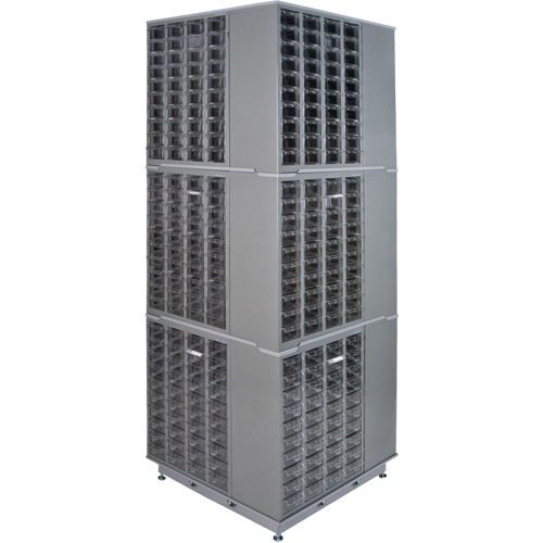 Heavy-Duty Industrial Carousel Drawer Cabinet, Steel, 480 Drawers, 27" W x 27" D x 80" H, Grey Duraquip Inc
