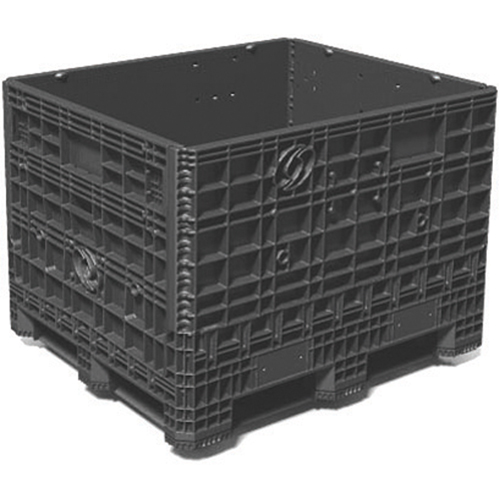 Medium-Duty Collapsible Bulkpak Containers, 48" L x 40" W x 34" H, Black Duraquip Inc