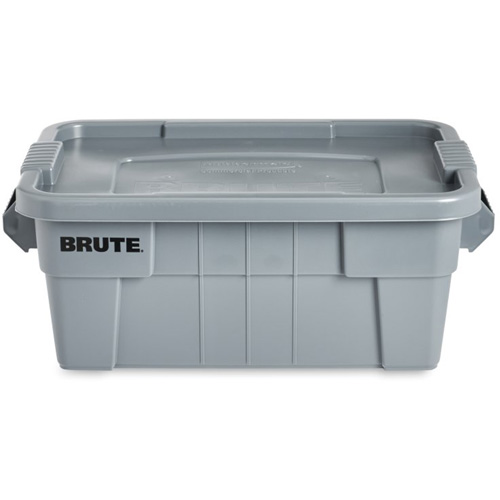Brute Storage Tote with Lid, 27.88” D x 16.5” W x 10.7" H, 112 llbs. Capacity, Grey Duraquip Inc