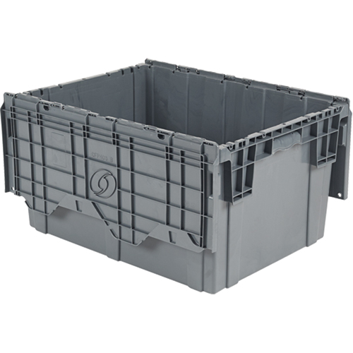Flipak Polyethylene Plastic (PE) Distribution Containers, 27.9" x 20.9" x 15.2", Grey Duraquip Inc