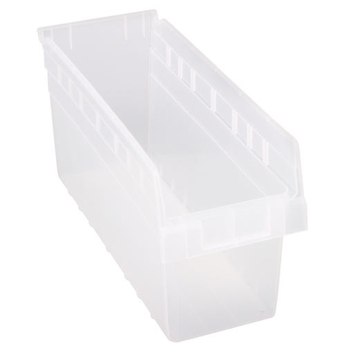Store-Max Shelf Bins, 6-5/8" W x 8" H x 17-7/8" D, Clear, 56 lbs. Capacity Duraquip Inc