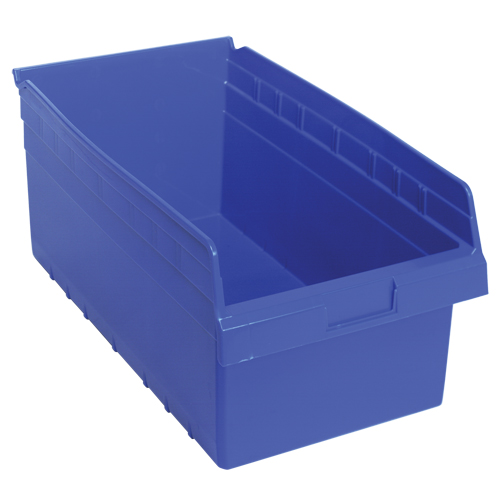 Store-Max Shelf Bins, 11-1/8" W x 8" H x 17-7/8" D, Blue, 56 lbs. Capacity Duraquip Inc