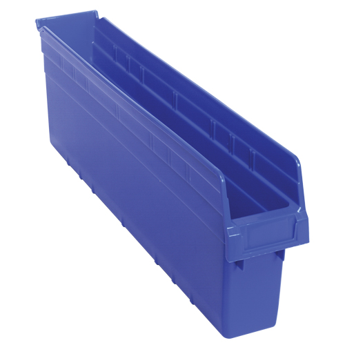 Store-Max Shelf Bins, 4-3/8" W x 8" H x 23-5/8" D, Blue, 68 lbs. Capacity Duraquip Inc