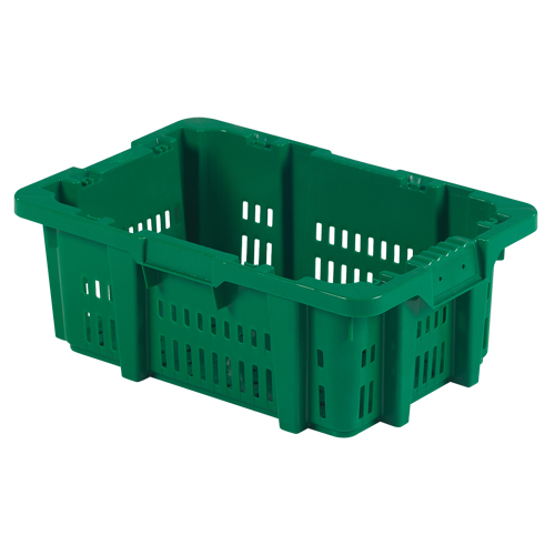 Food Handling Plastic Stack-N-Nest Container, 16" x 23.9" x 8.8", Green Duraquip Inc