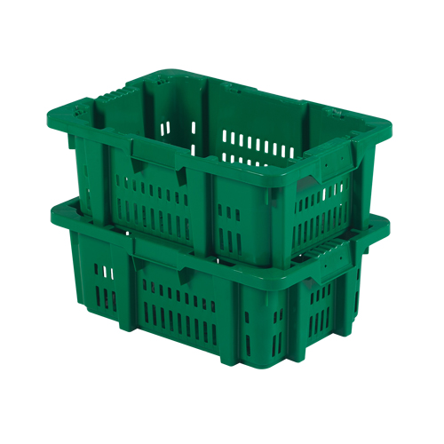 Food Handling Plastic Stack-N-Nest Container, 16" x 23.9" x 8.8", Green Duraquip Inc