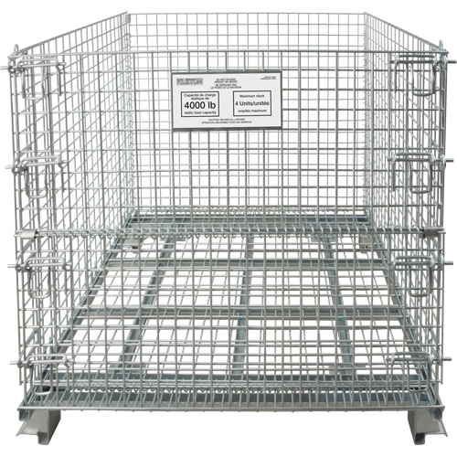 Collapsible Wire Container, 40" W x 48" D x 42" H, 4000 lbs. Capacity Duraquip Inc