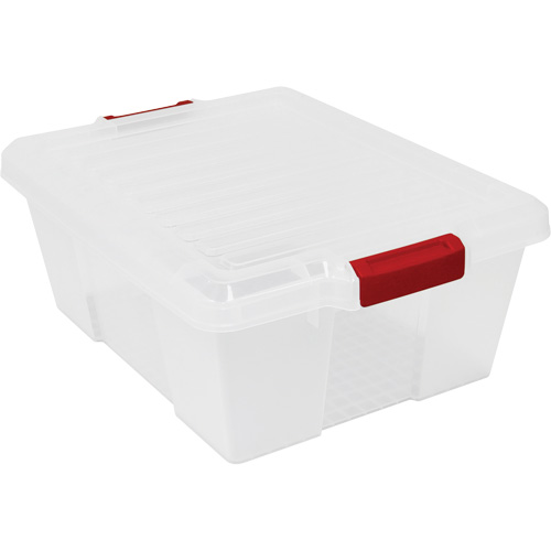 Plastic Latch Container, 15.875" W x 21" D x 7.75" H, Clear Duraquip Inc